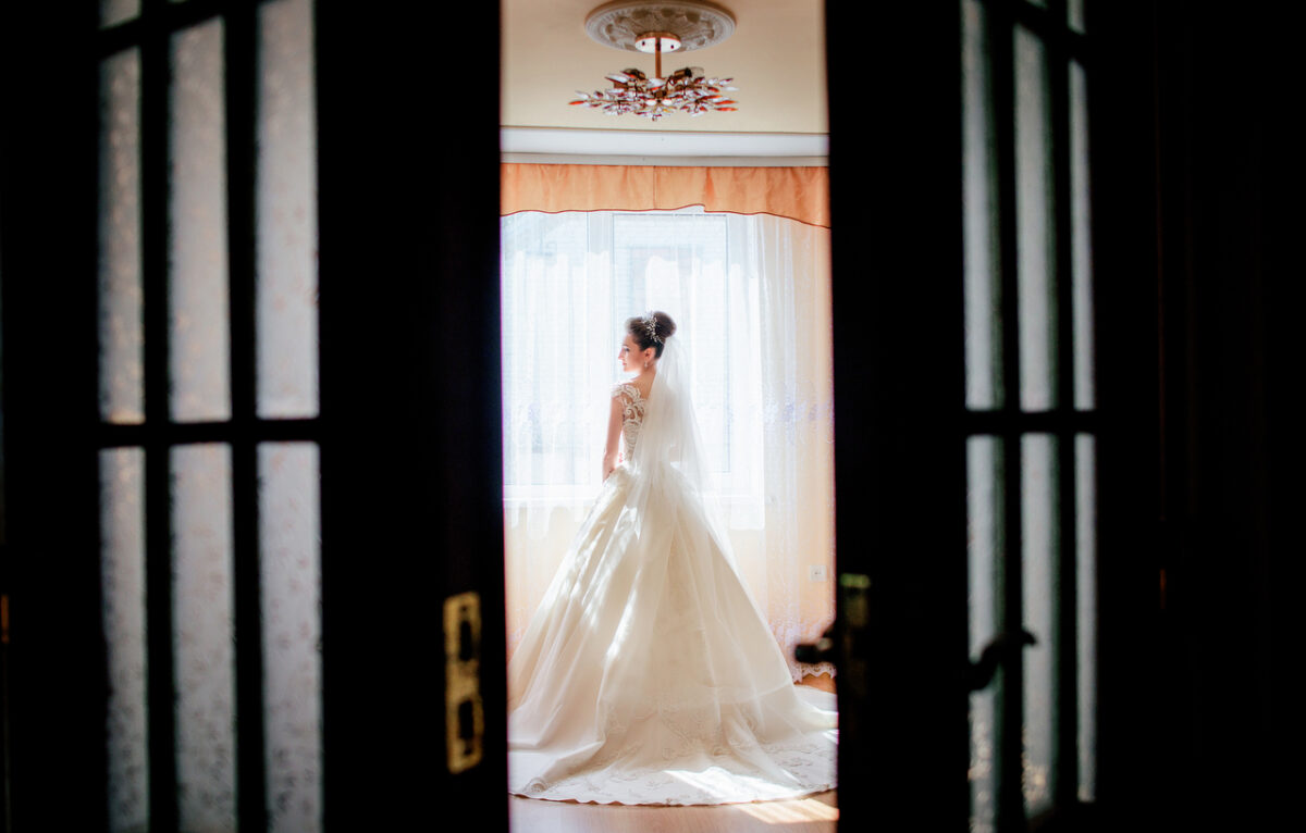 A bride in her bridal suite