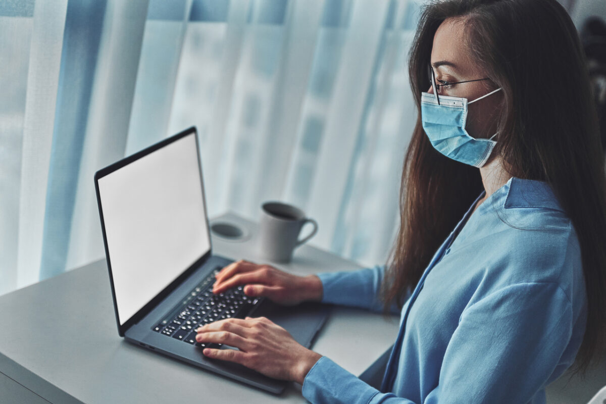 A woman in self-quarantine at a hotel