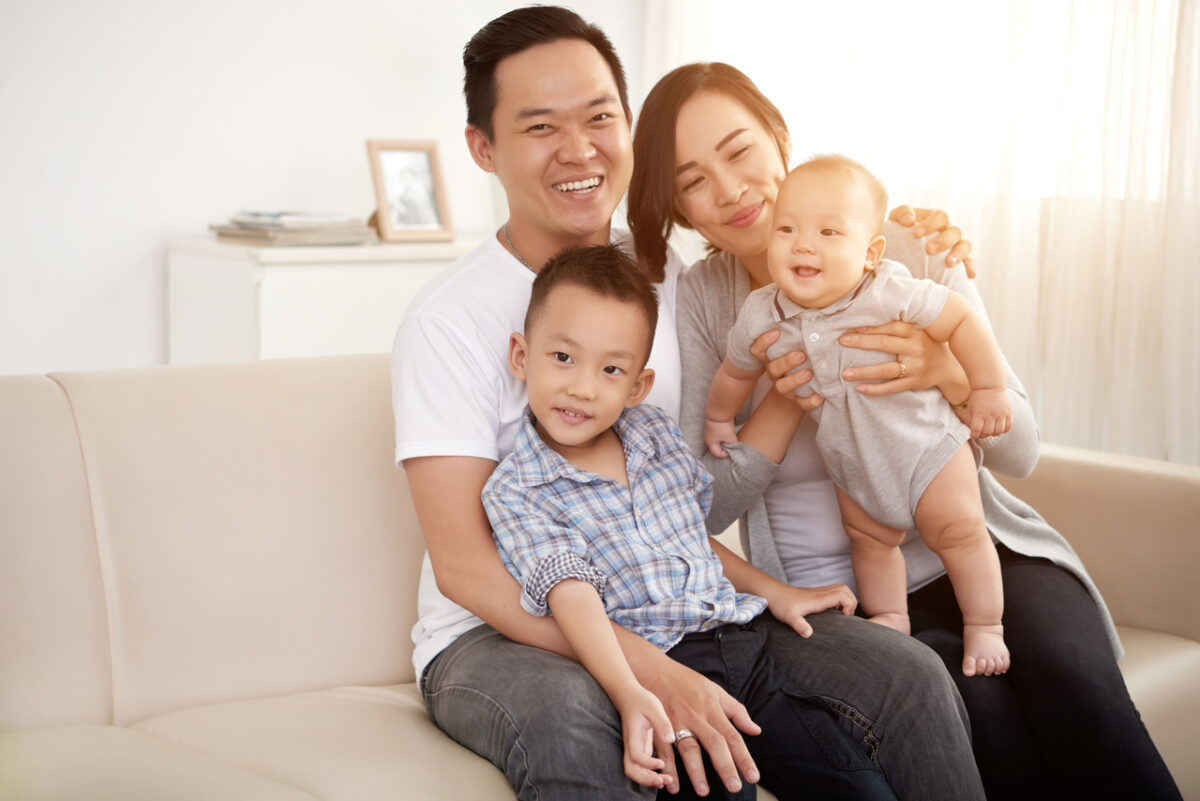 A young family spending Independence Day at home