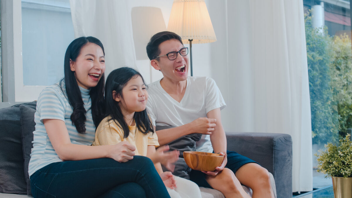 An Asian family streaming films for Independence Day