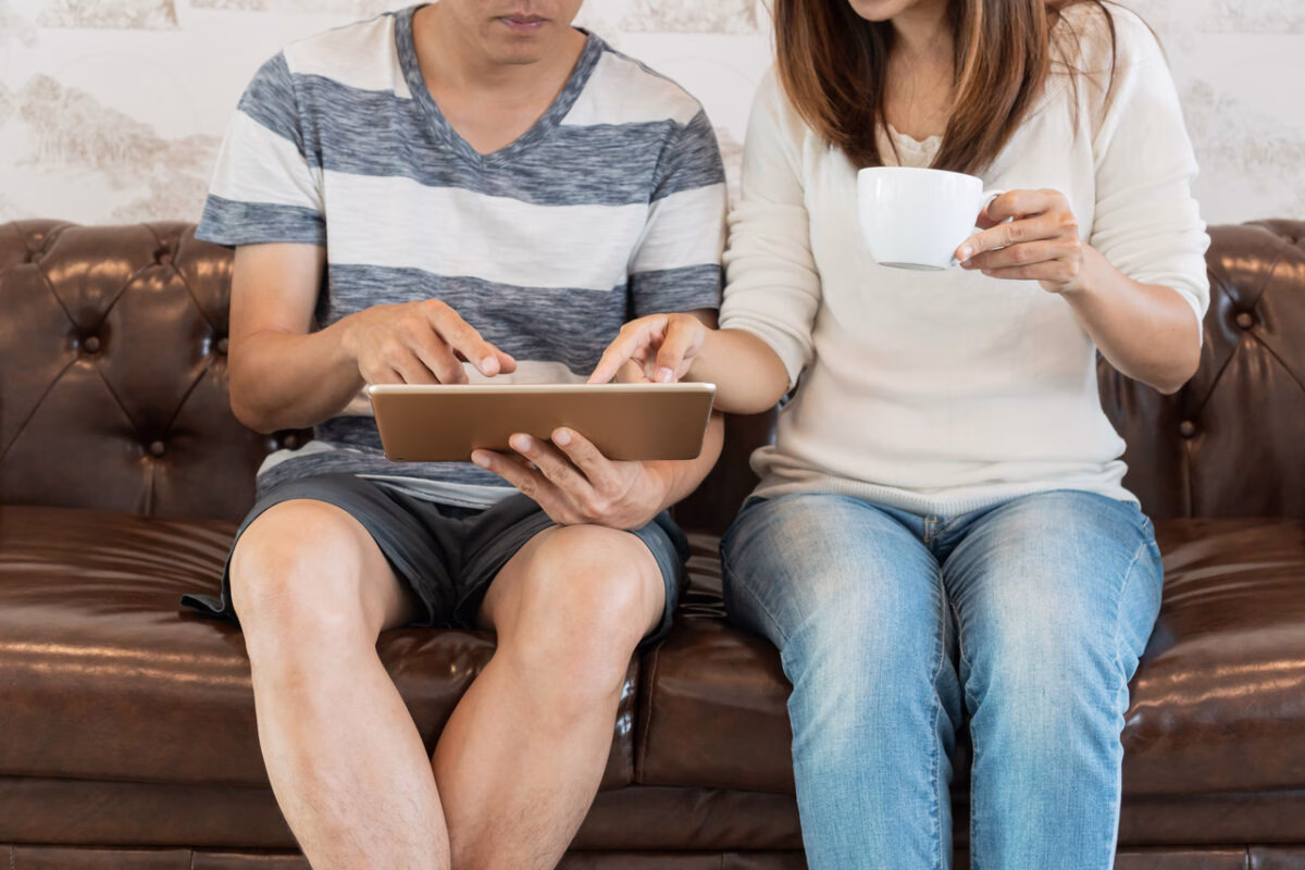 A couple planning their wedding